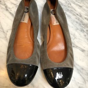 Lanvin suede / patent leather ballet flat